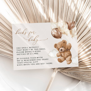 Teddy Bear, Brown Balloons, Books For Baby Enclosure Card