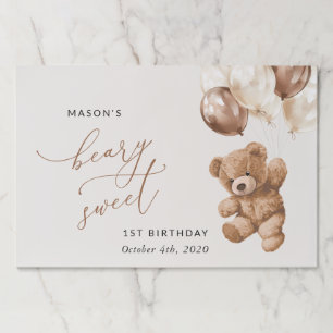 Teddy Bear, Brown Balloons, First Birthday Paper Pad