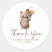 Teddy Bear Brown Gold Baby Shower Thank You Classic Round Sticker