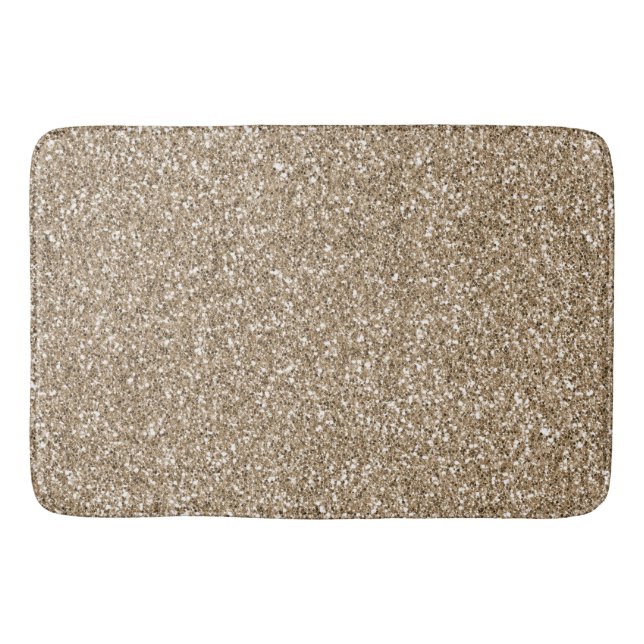 Teddy Bear Brown Gold Glitter      Bath Mat (Front)