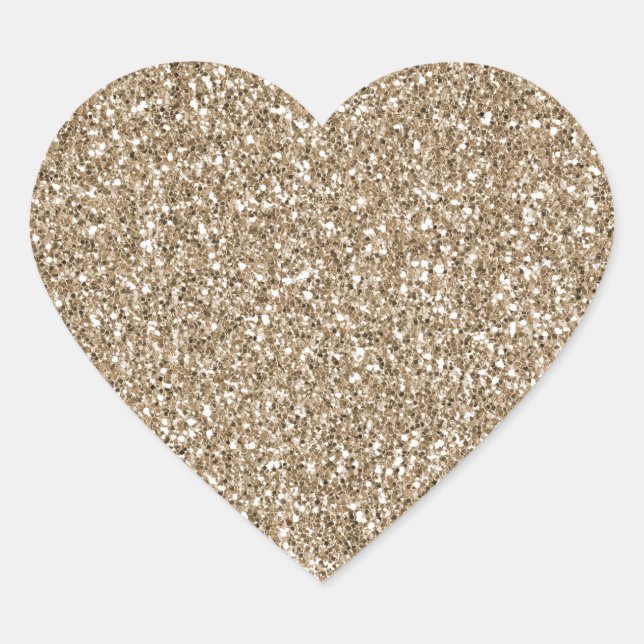 Teddy Bear Brown Gold Glitter       Heart Sticker (Front)