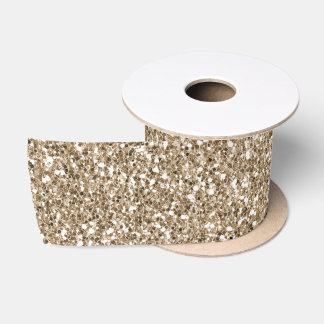 Teddy Bear Brown Gold Glitter Satin Ribbon