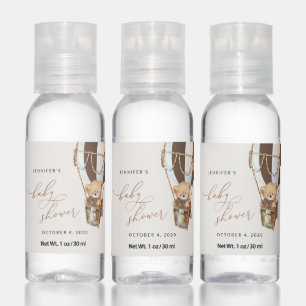 Teddy Bear, Brown Hot Air Balloon, Baby Shower Hand Sanitizer