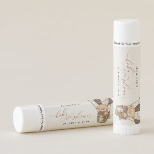 Teddy Bear, Brown Hot Air Balloon, Baby Shower Lip Balm
