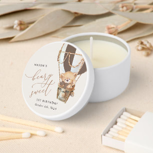 Teddy Bear, Brown Hot Air Balloon, First Birthday Mini Candle Favors