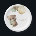 Teddy Bear Brown Sage Gold Boho Baby Shower Paper Plates<br><div class="desc">Cute little teddy bear baby shower paper plates</div>