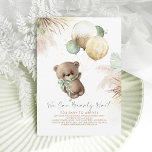 Teddy Bear Brown Sage Green Balloons Baby Shower<br><div class="desc">Cute little teddy bear and brown and sage green balloons baby shower invitations - We Can Bearly Wait For Baby To Arrive!</div>