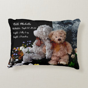 Teddy Bear Buddies Birth Record Accent Pillow