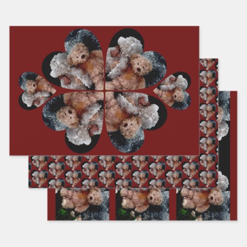 Teddy Bear Buddies Heart Assortment Wrapping Paper Sheets