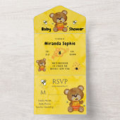 Teddy Bear Bumblebee Honey Baby Shower  All In One Invitation (Inside)