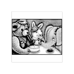 TEDDY BEAR, BUNNY & ELEPHANT PARTY RUBBER STAMP