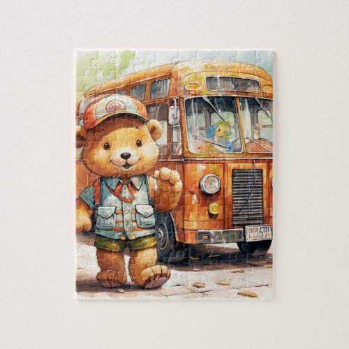 Teddy Bear Busman Teddy drive the bus puzzle