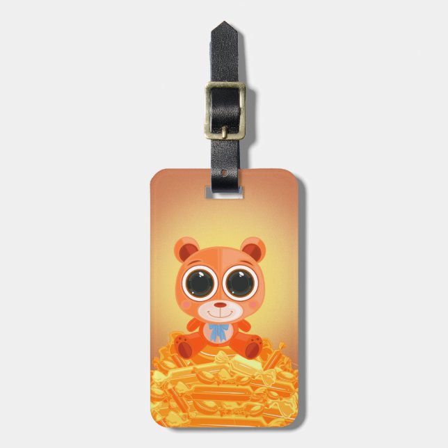 Teddy Bear - Candy Orange Luggage Tag (Front Vertical)