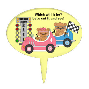 Teddy Bear - Car Theme Gender Reveal Cake Pick