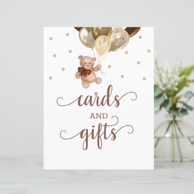 Teddy Bear Cards and Gifts Table Sign Baby Shower (Standing Front)
