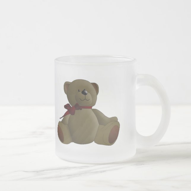 Teddy Bear Cartoon Frosted Glass Coffee Mug (Right)