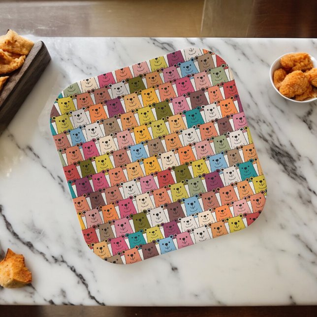 Teddy Bear Cartoon Paper Plates (wild animal bear,birthday,wedding,baby shower,special occasion event paper plate party supplies)