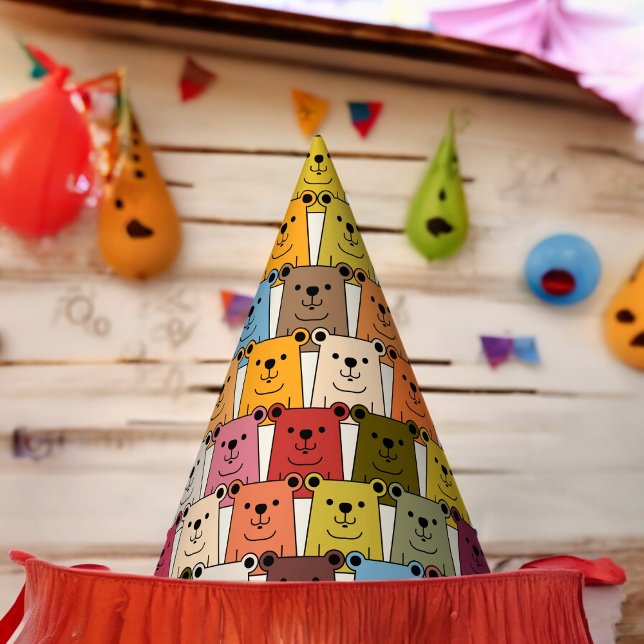 Teddy Bear Cartoon Party Hat (Wild animal bear Paper party hat, Kids,adults,party birthday hat,Baby Shower,wedding,celebration hat)