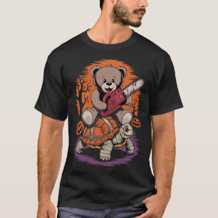 Teddy bear chainsaw on Tuetle mummy halloween T-Shirt
