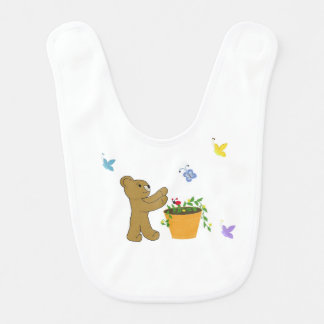 Teddy Bear Chasing Butterflies Baby Bib