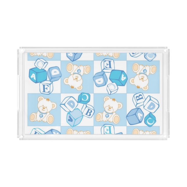 Teddy bear checked pattern acrylic tray (Front)