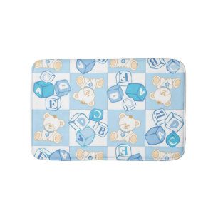 Teddy bear checked pattern bathroom mat