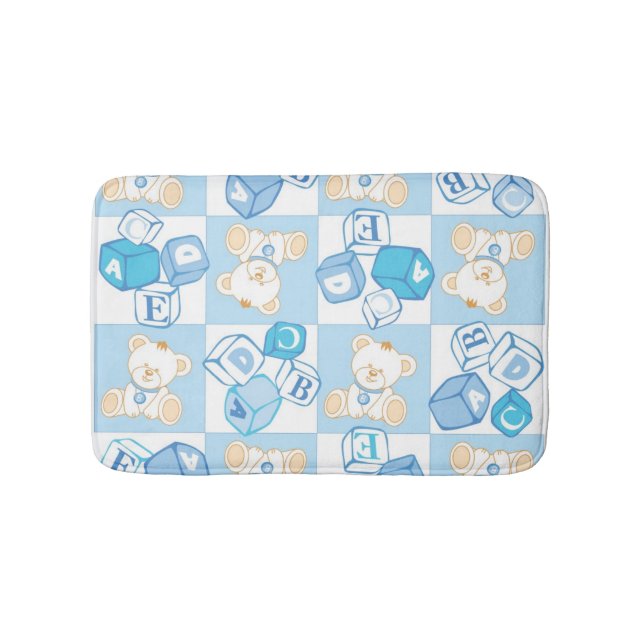 Teddy bear checked pattern bathroom mat (Front)