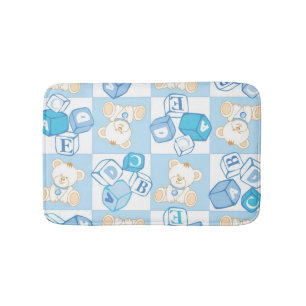 Teddy bear checked pattern bathroom mat