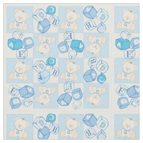 Teddy bear checked pattern fabric