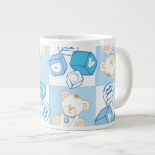Teddy bear checked pattern giant coffee mug