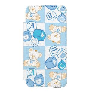 Teddy bear checked pattern iPhone SE/5/5s wallet case