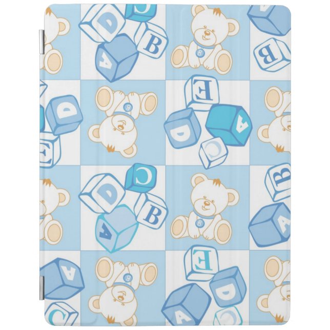 Teddy bear checked pattern iPad smart cover (Front)