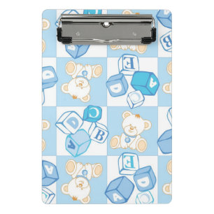 Teddy bear checked pattern mini clipboard