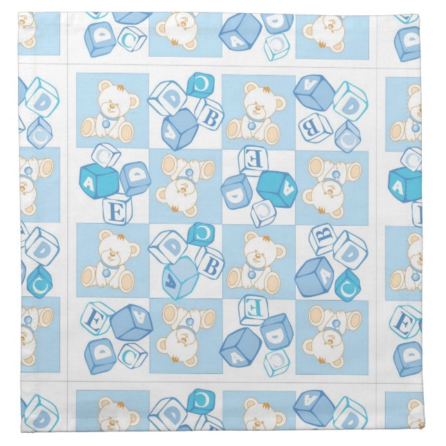 Teddy bear checked pattern napkin (Front)