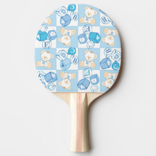 Teddy bear checked pattern Ping-Pong paddle