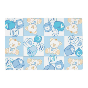Teddy bear checked pattern placemat