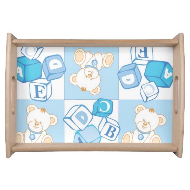 Teddy bear checked pattern serving tray (Front)