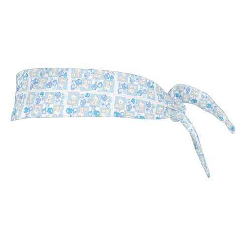 Teddy bear checked pattern tie headband