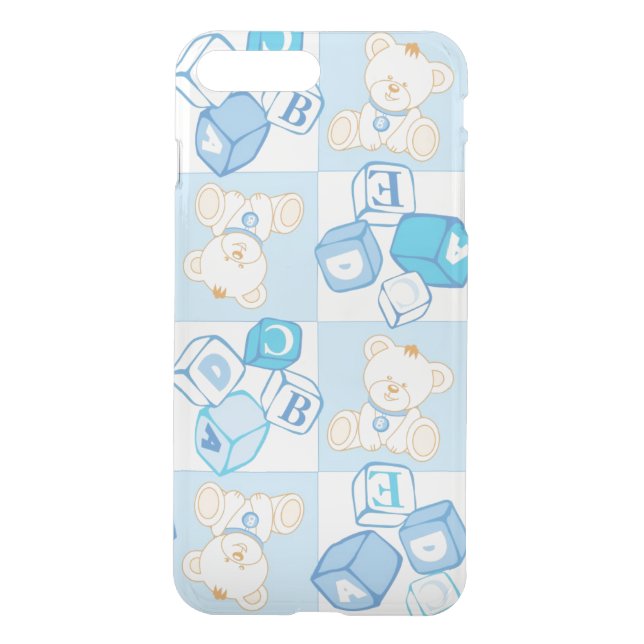 Teddy bear checked pattern uncommon iPhone case (Back)