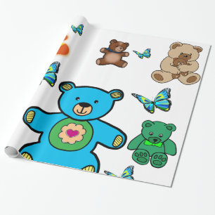 teddy bear childrens wrapping paper
