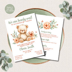 Teddy Bear Christian Baby Shower All in One QR Invitation
