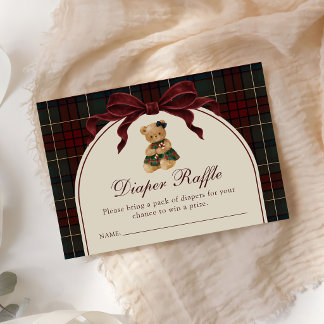 Teddy Bear Christmas Baby Shower Diaper Raffle Enclosure Card