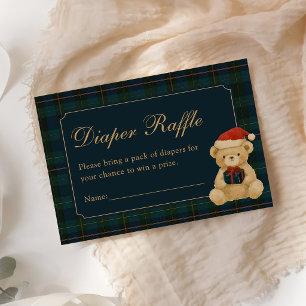 Teddy Bear Christmas Baby Shower Diaper Raffle Enclosure Card