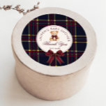 Teddy Bear Christmas Bow Plaid Thank you Classic Round Sticker<br><div class="desc">Teddy Bear Christmas Bow Plaid Thank you Classic Round Sticker
Matching items available.</div>