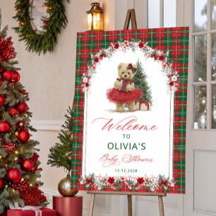 Teddy Bear Christmas Girl Baby Shower Welcome Foam Board