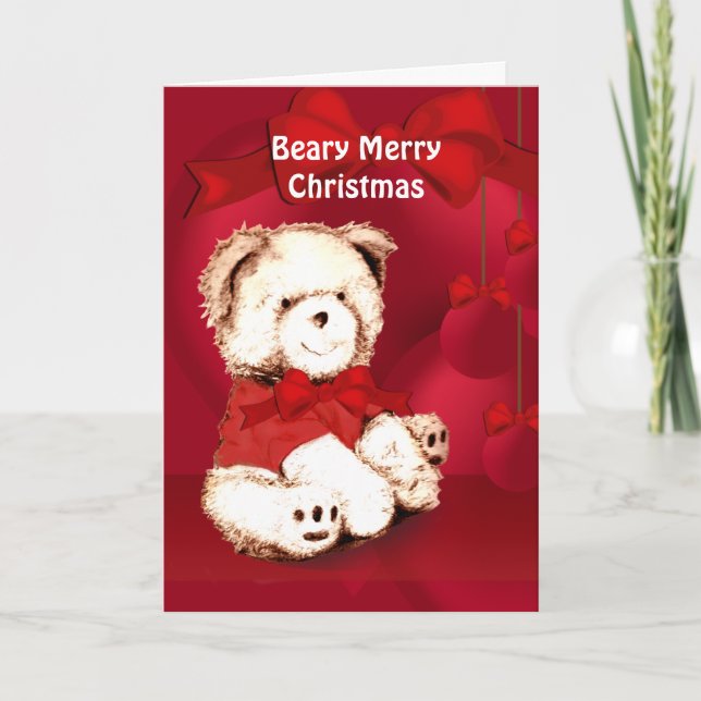 Teddy Bear Christmas Greeting Card (Front)