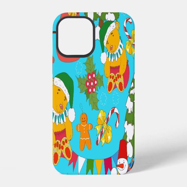 Teddy Bear Christmas: Kid-Friendly Pattern. Iphone Case (Back)