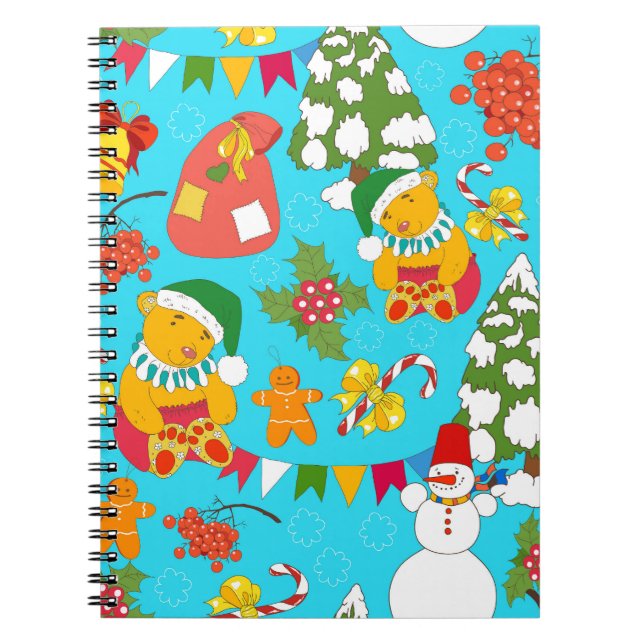 Teddy Bear Christmas: Kid-Friendly Pattern. Notebook (Front)