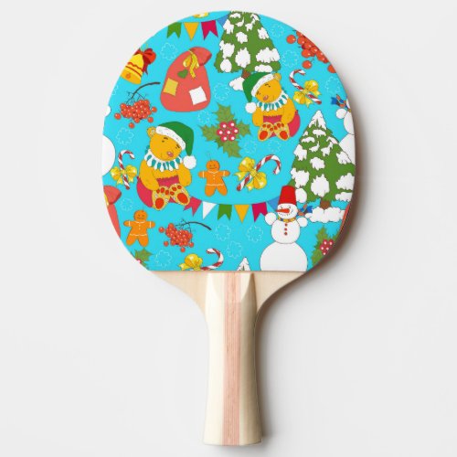 Teddy Bear Christmas Kid_Friendly Pattern Ping Pong Paddle
