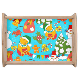 Teddy Bear Christmas: Kid-Friendly Pattern. Serving Tray